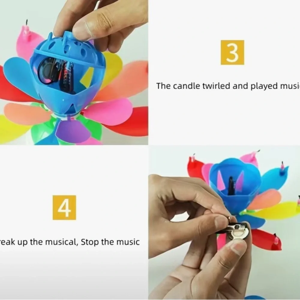💙❤️ Birthday Candles Children’s Creative Rotating Flower Singing
